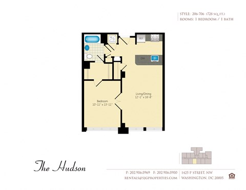 The Hudson 06 Floor Plan at The Hudson Apartments, Washington, District of Columbia 20005